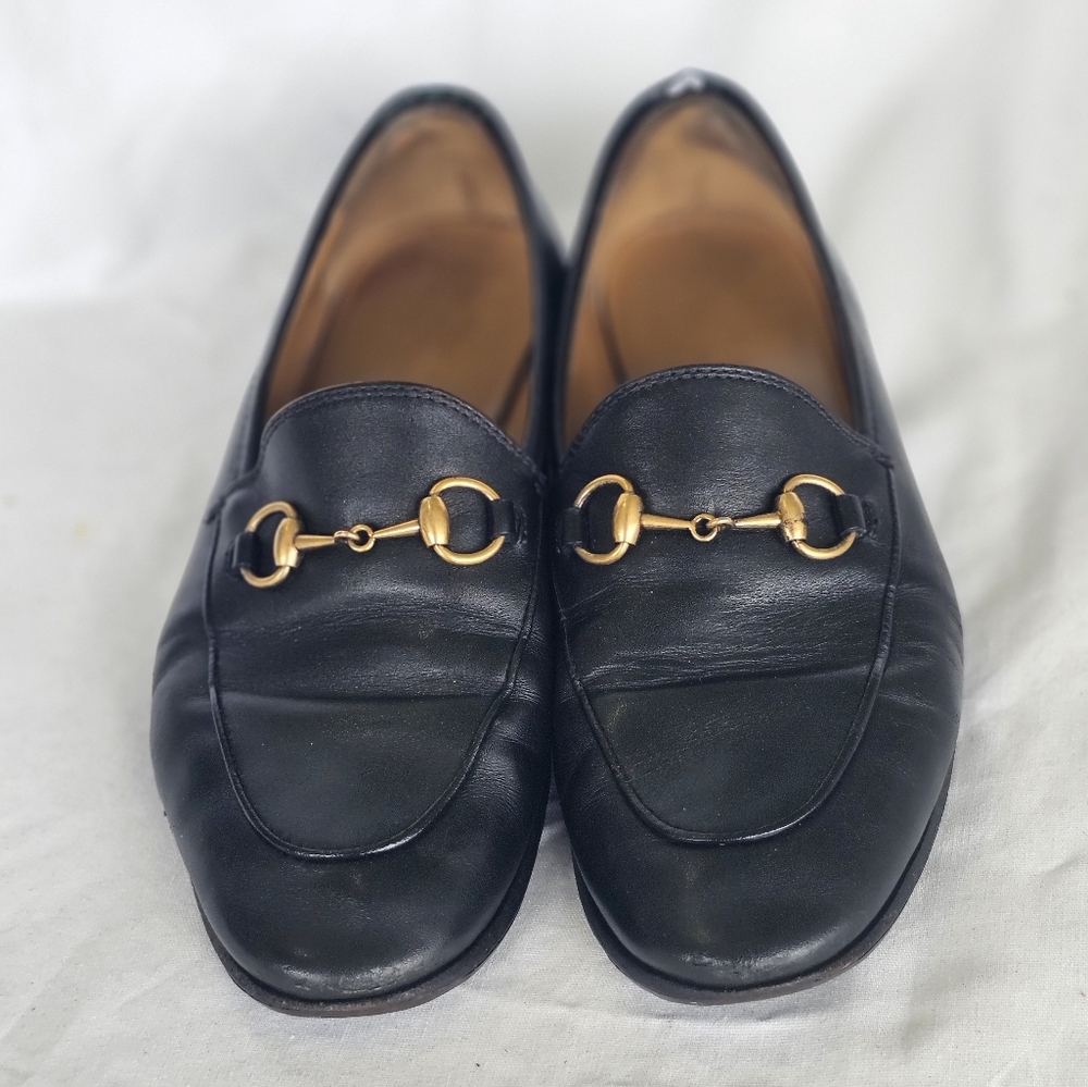 Gucci Jordaan Women's Loafers Black Leather Shoes Luxury Prep - Size 36 - Picture 2 of 14